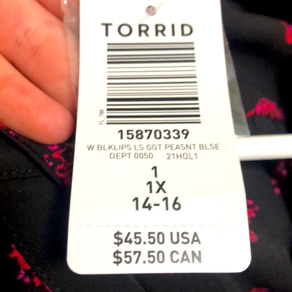 Black and pink TORRID blouse - Picture 5 of 6